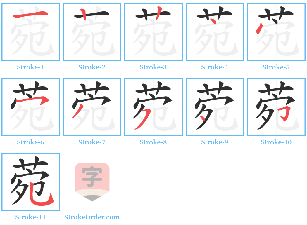 菀 Stroke Order Diagrams