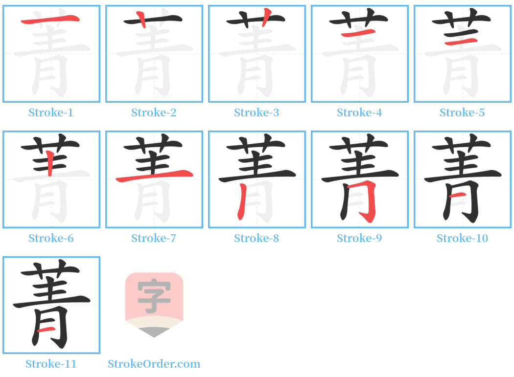 菁 Stroke Order Diagrams