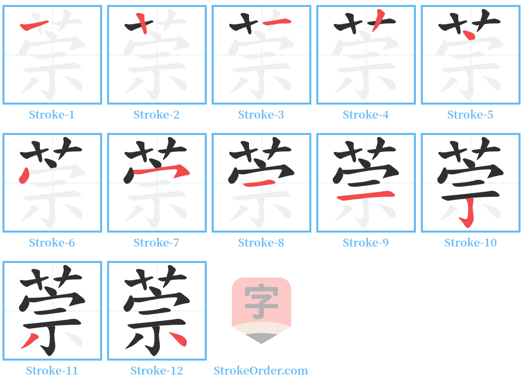 萗 Stroke Order Diagrams