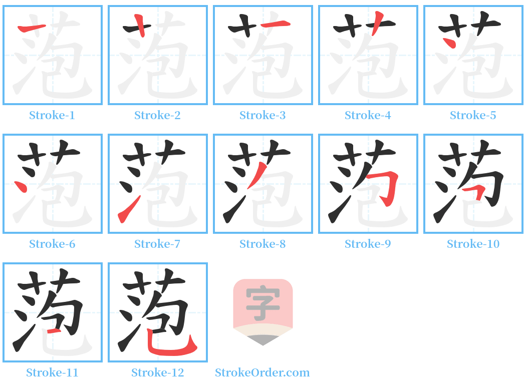 萢 Stroke Order Diagrams