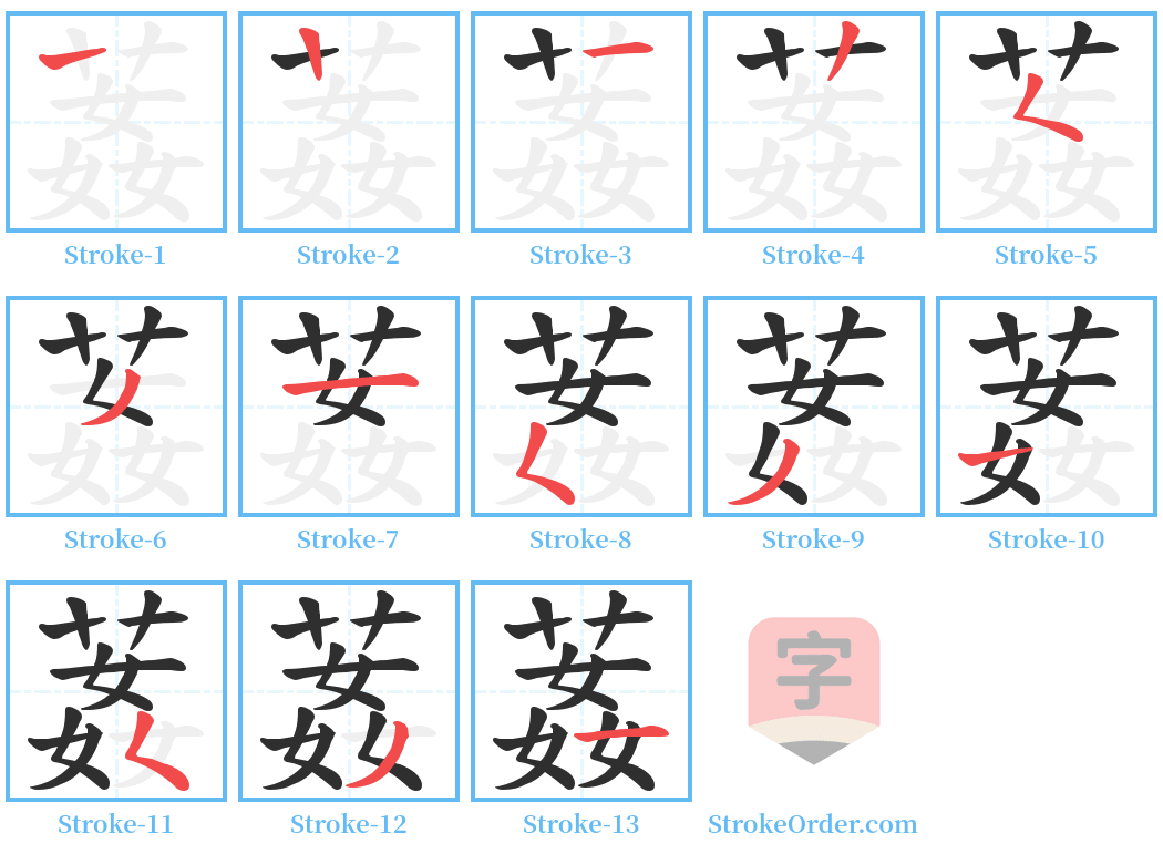 葌 Stroke Order Diagrams