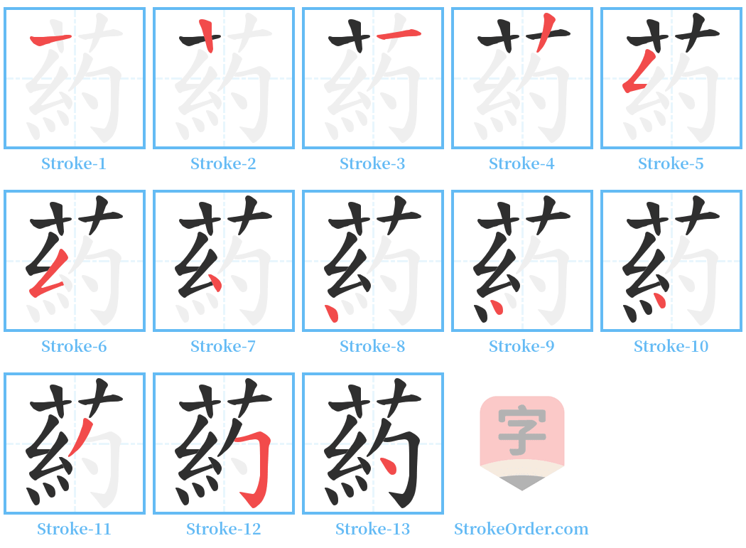 葯 Stroke Order Diagrams