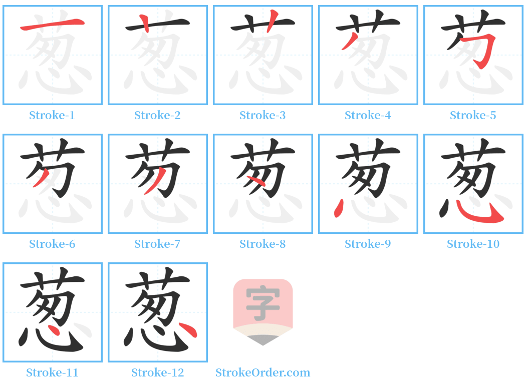 葱 Stroke Order Diagrams