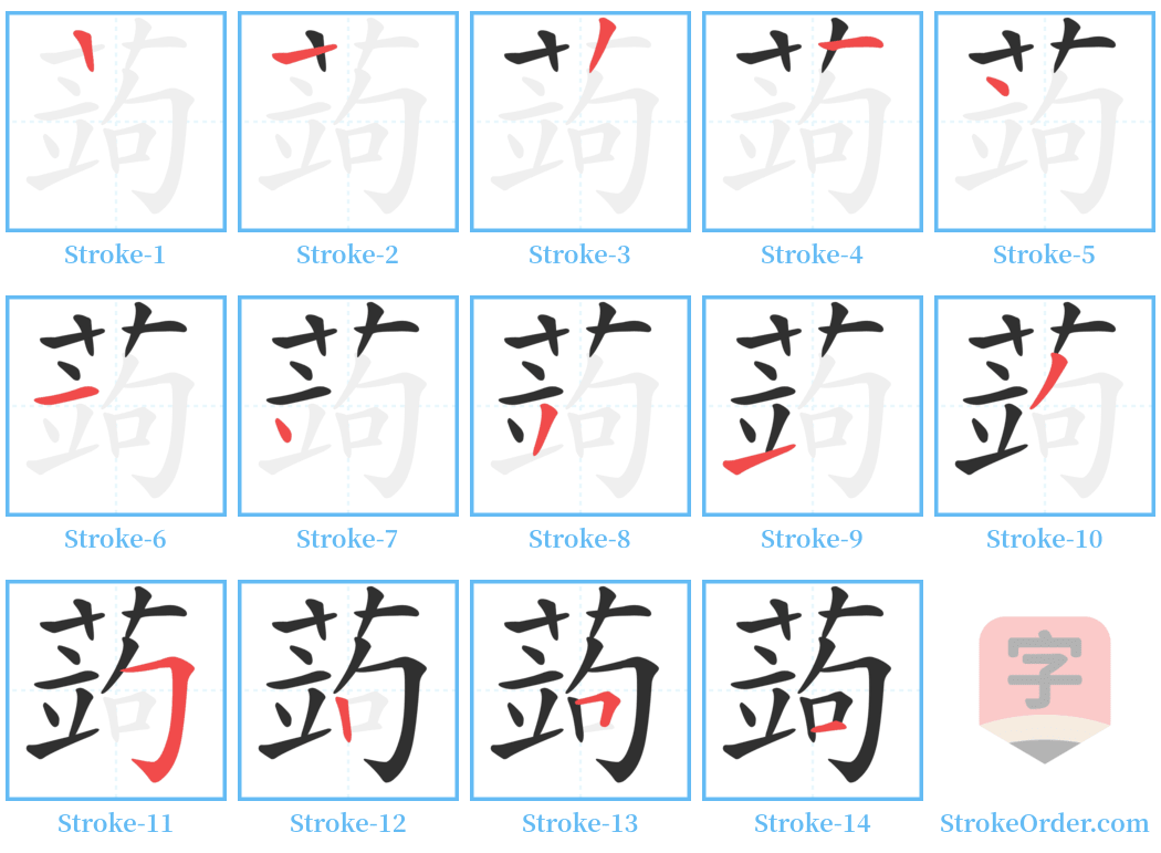 蒟 Stroke Order Diagrams