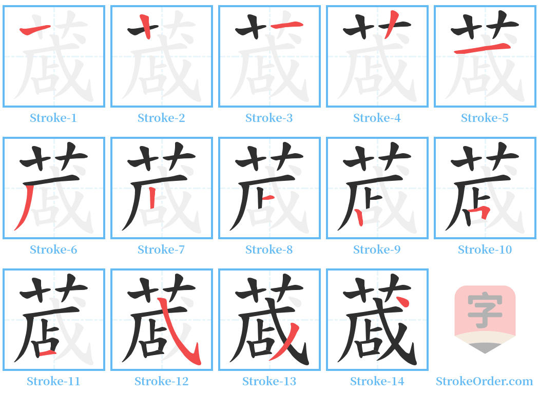 蒧 Stroke Order Diagrams