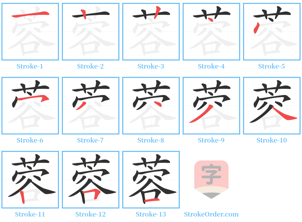 蓉 Stroke Order Diagrams