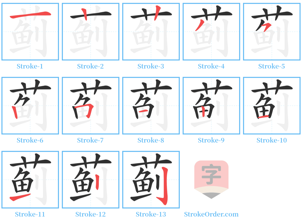 蓟 Stroke Order Diagrams