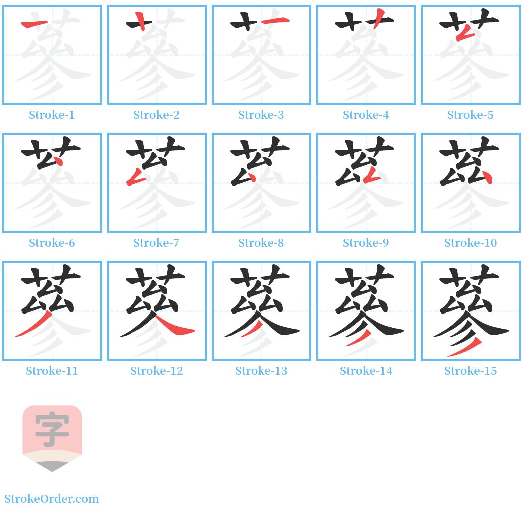 蔘 Stroke Order Diagrams