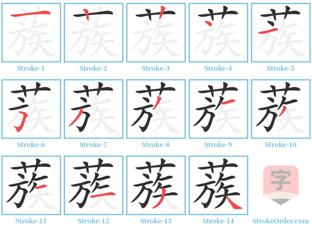 蔟 Stroke Order Diagrams