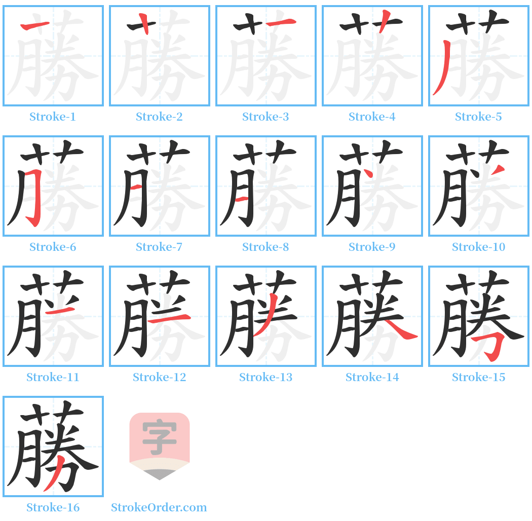 蕂 Stroke Order Diagrams