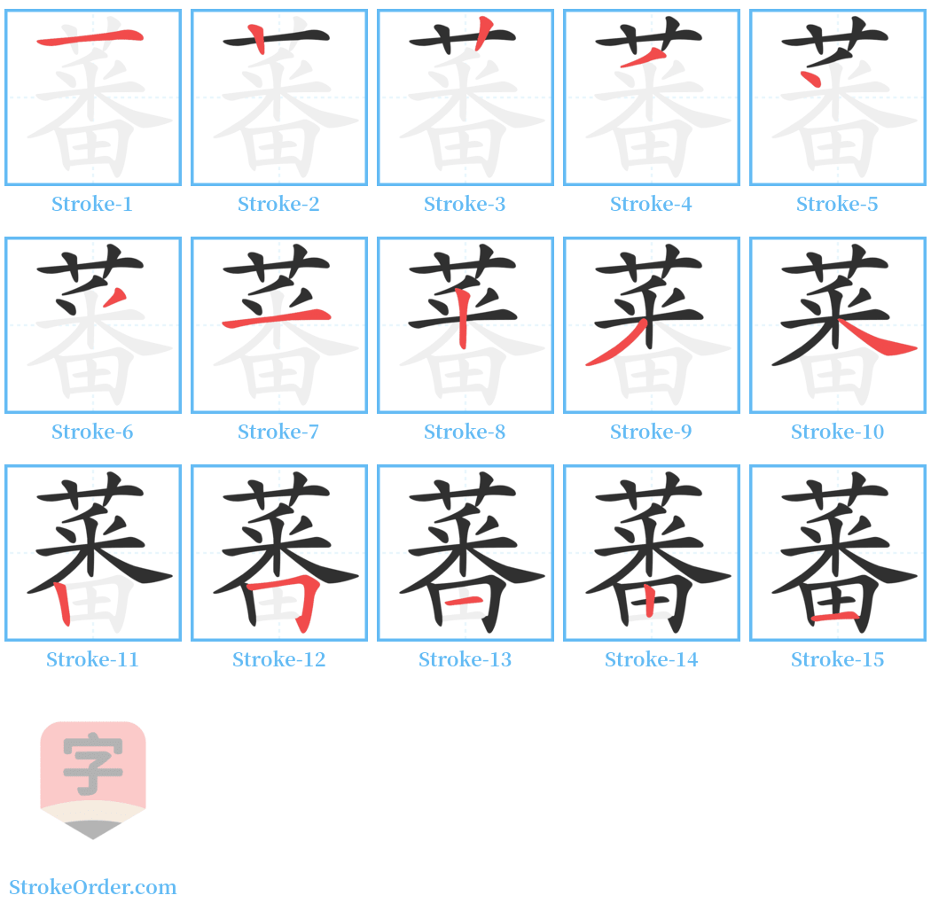 蕃 Stroke Order Diagrams