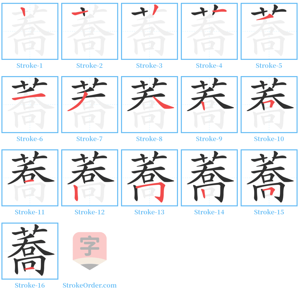 蕎 Stroke Order Diagrams