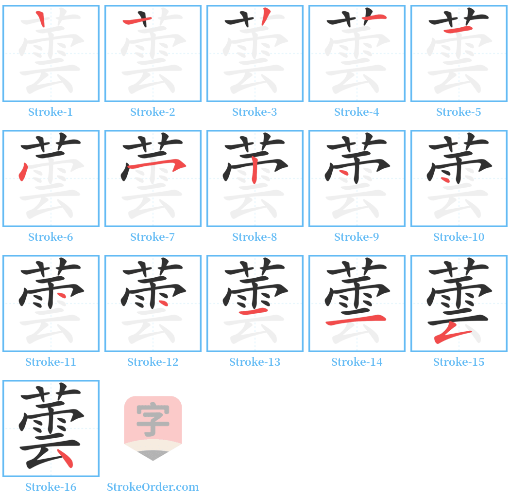 蕓 Stroke Order Diagrams