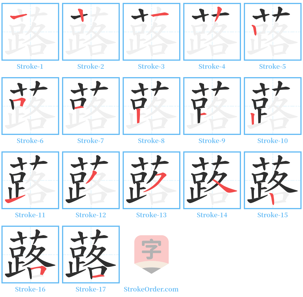 蕗 Stroke Order Diagrams