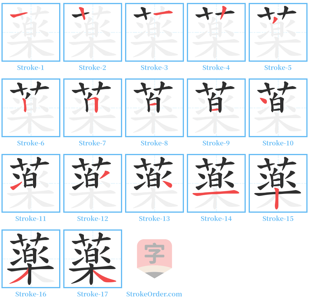 薬 Stroke Order Diagrams