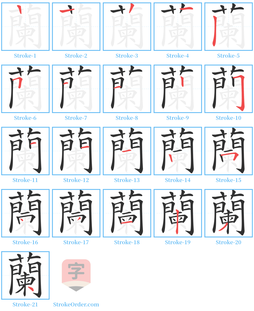 蘭 Stroke Order Diagrams