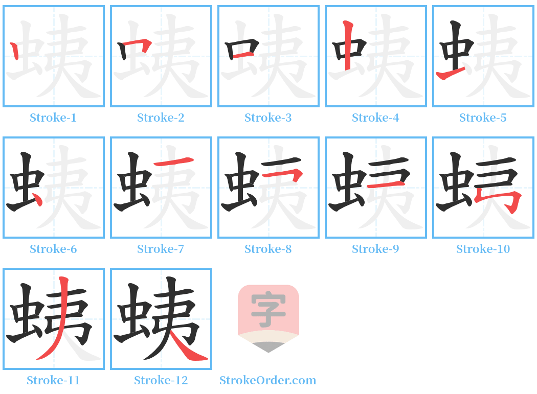 蛦 Stroke Order Diagrams