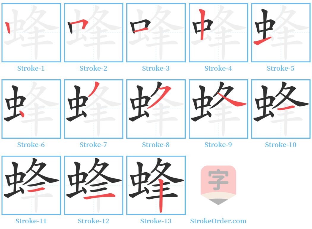 蜂 Stroke Order Diagrams