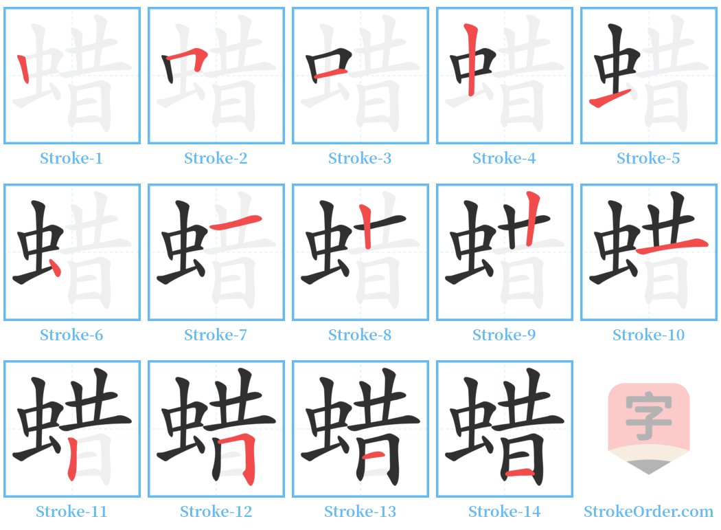 蜡 Stroke Order Diagrams