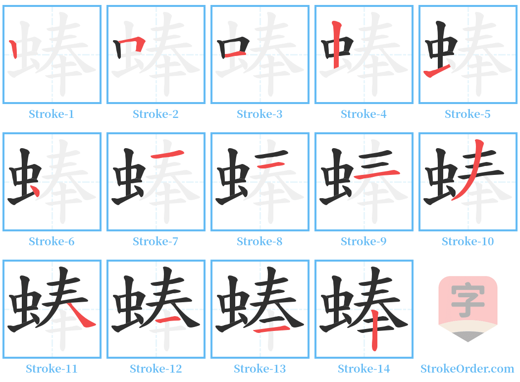 蜯 Stroke Order Diagrams