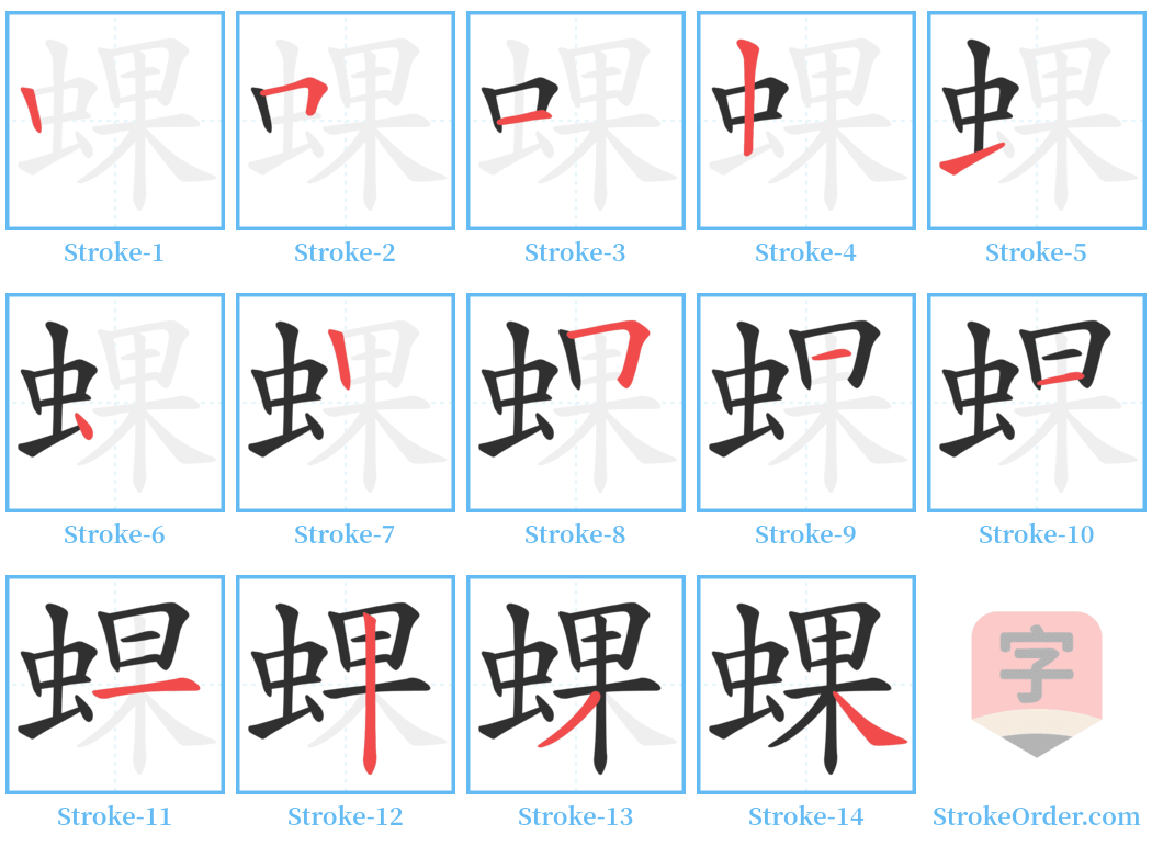 蜾 Stroke Order Diagrams