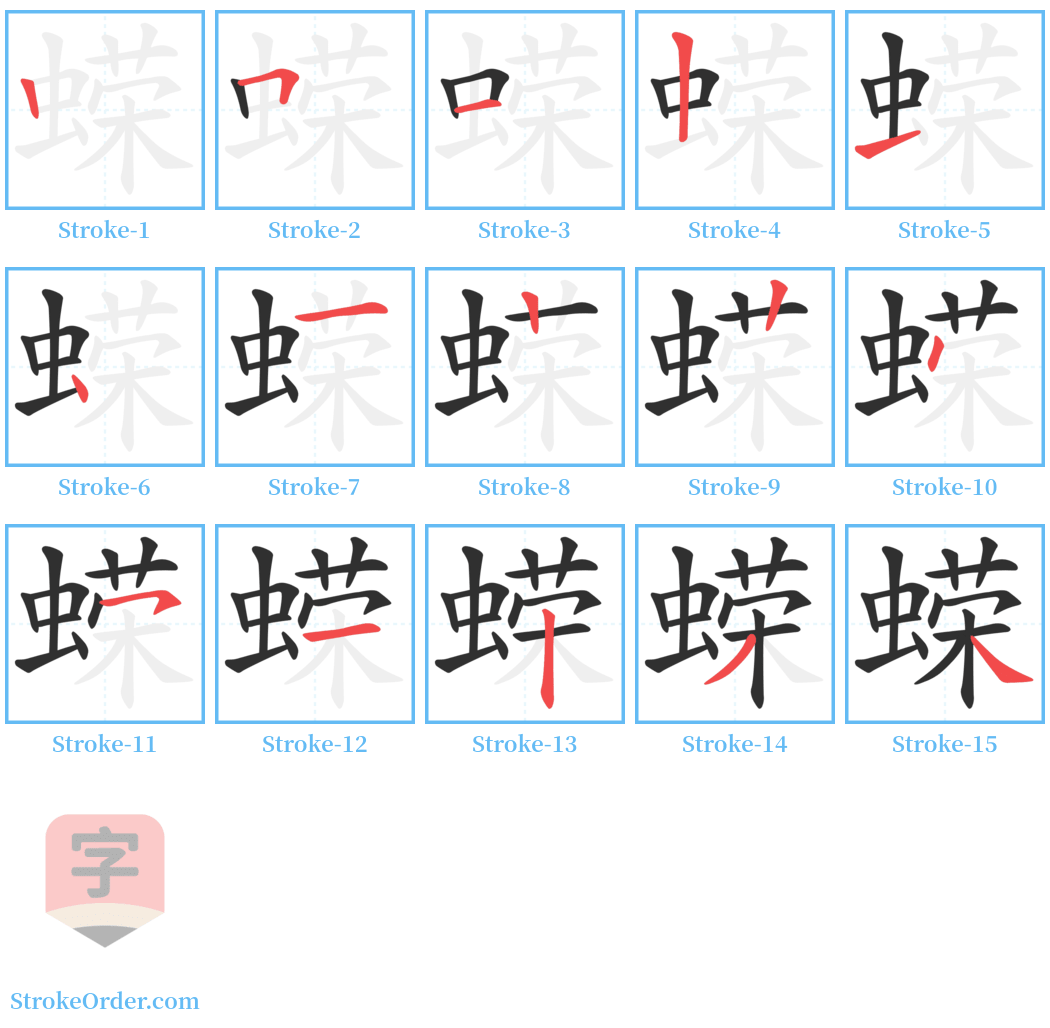 蝾 Stroke Order Diagrams