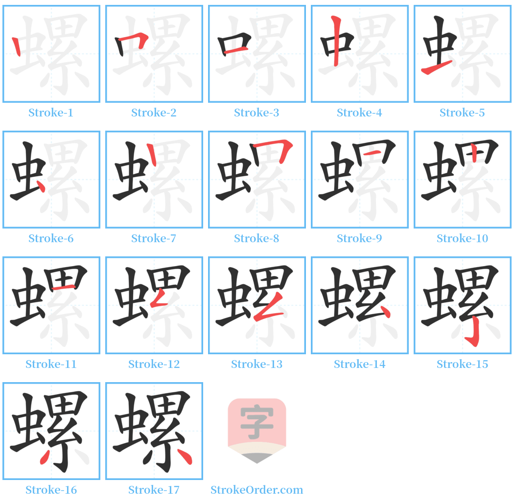 螺 Stroke Order Diagrams