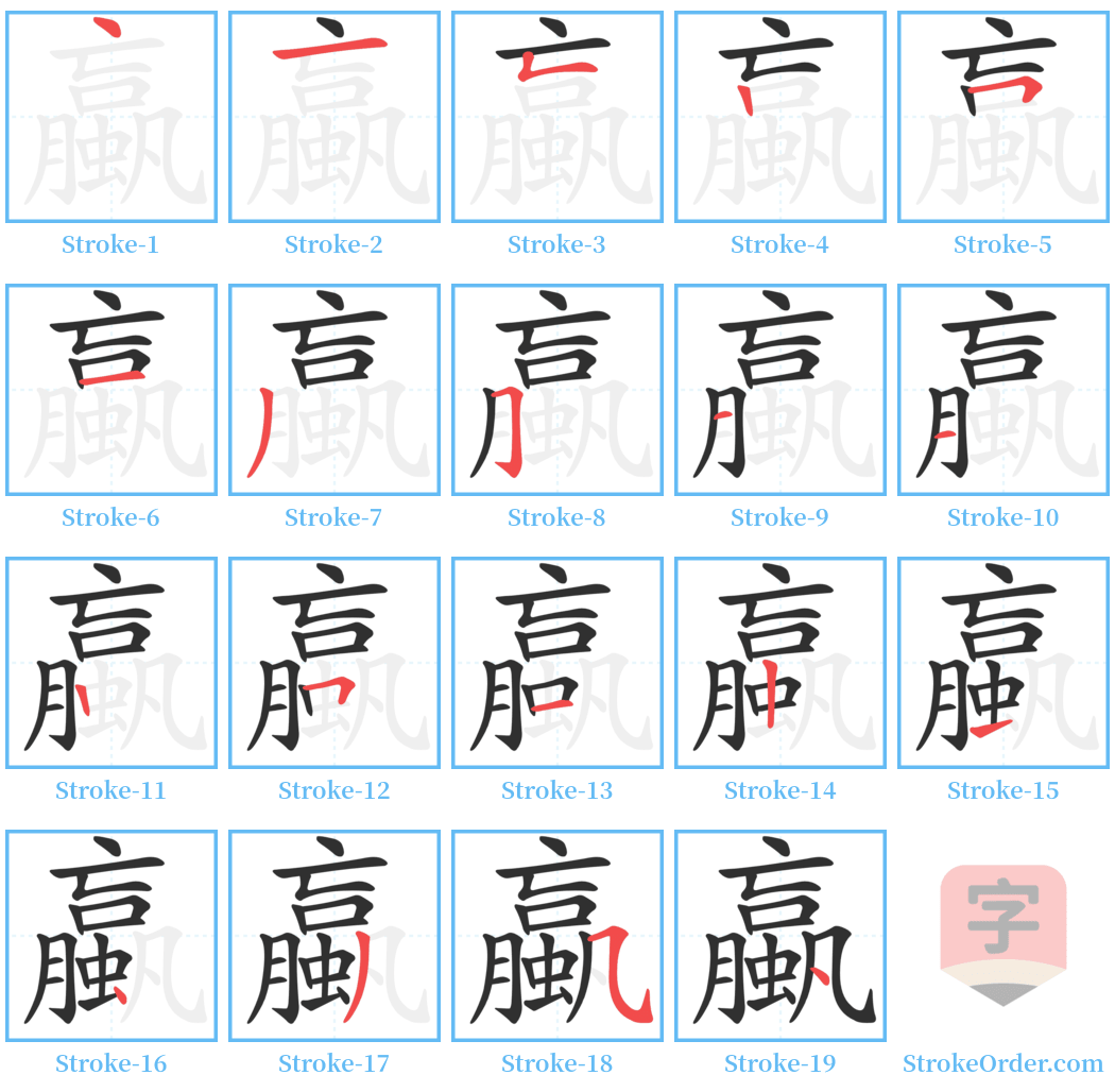 蠃 Stroke Order Diagrams