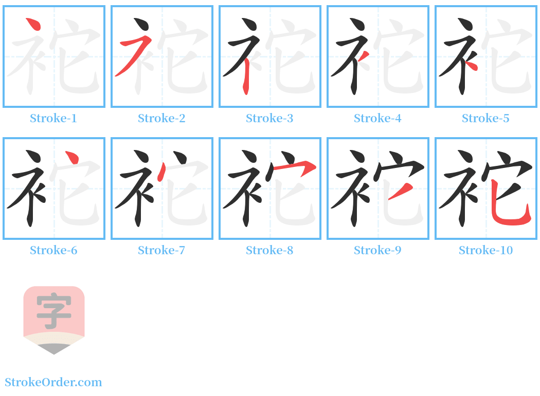 袉 Stroke Order Diagrams