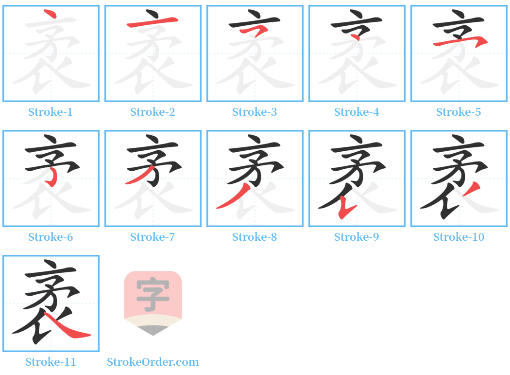 袤 Stroke Order Diagrams