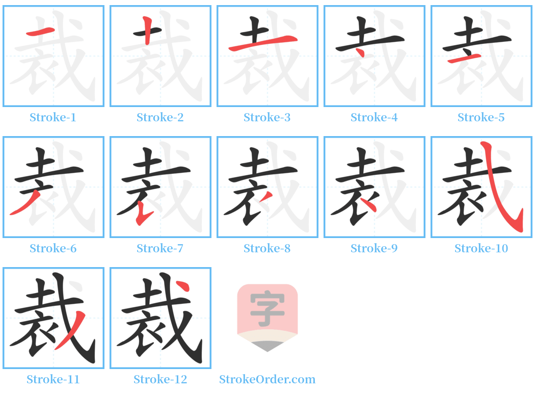 裁 Stroke Order Diagrams