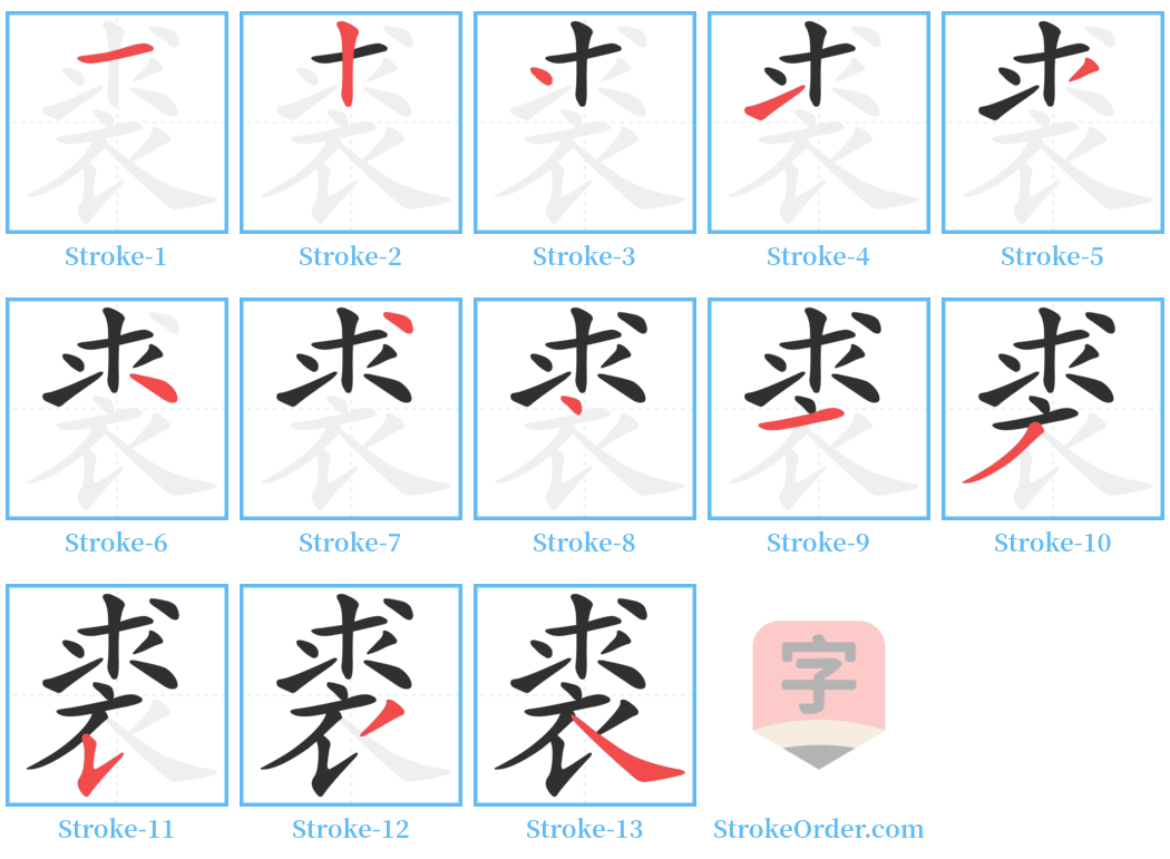 裘 Stroke Order Diagrams