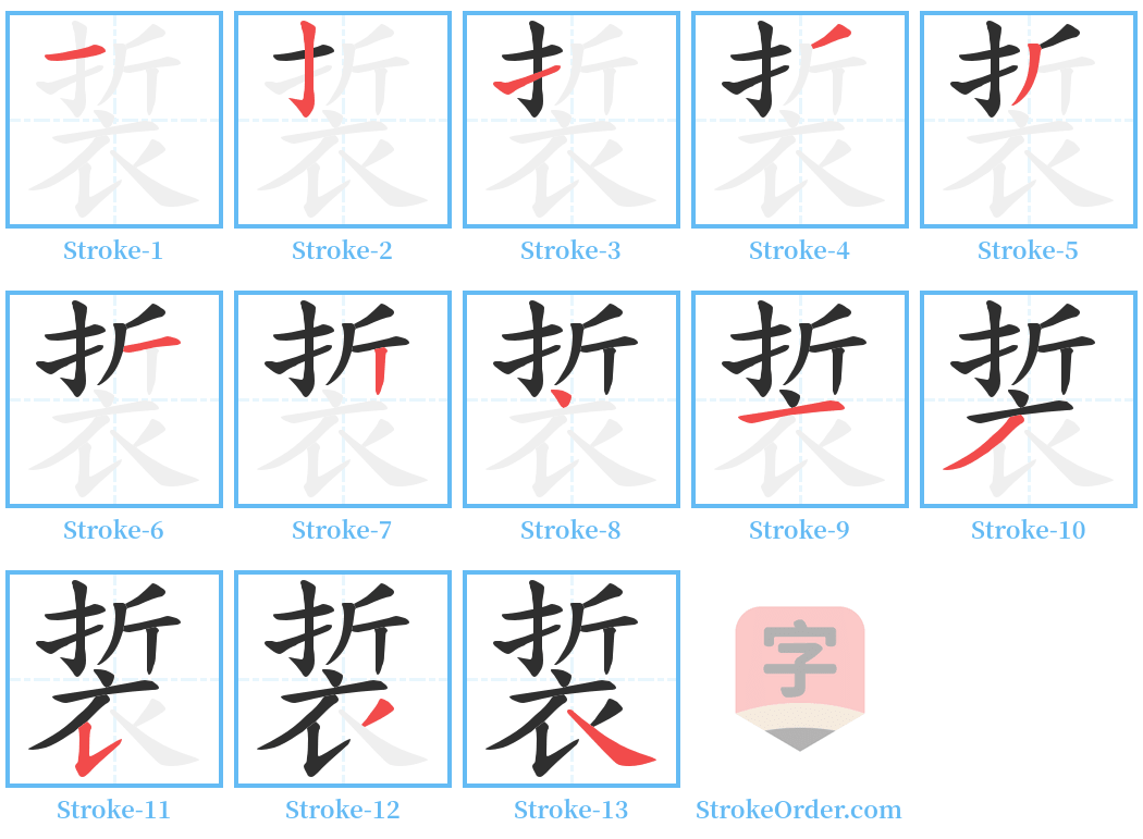 裚 Stroke Order Diagrams