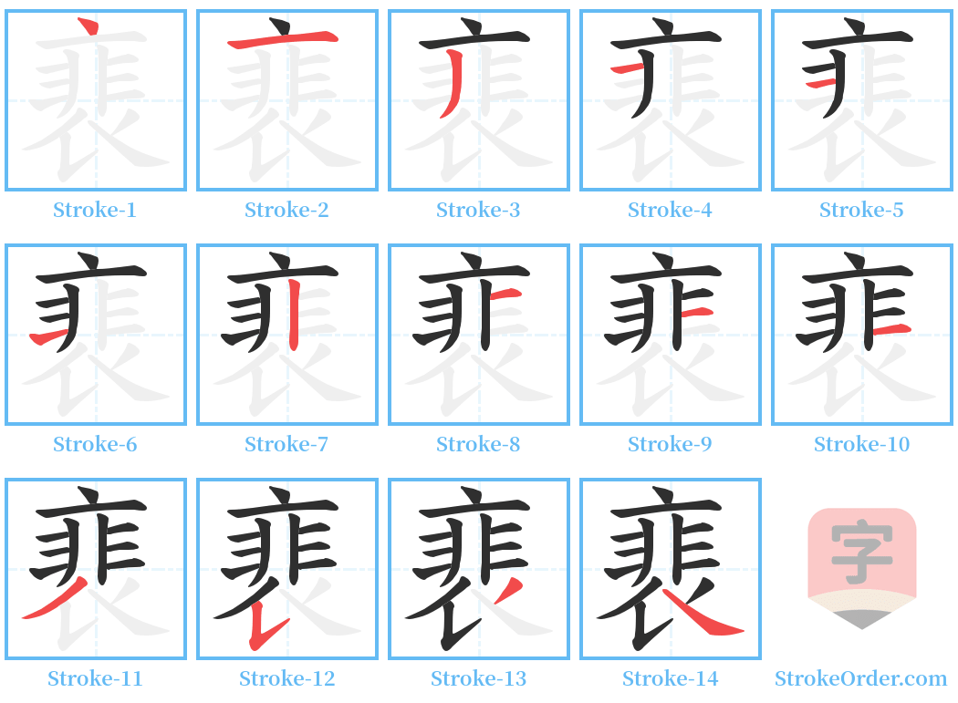 裵 Stroke Order Diagrams