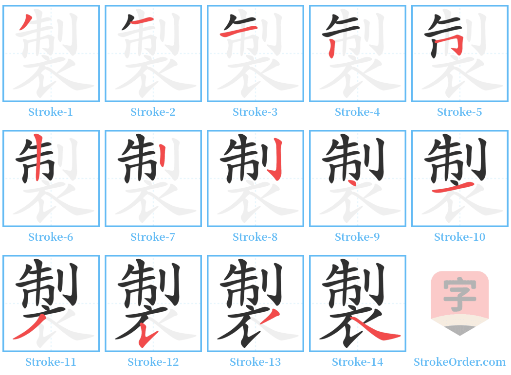 製 Stroke Order Diagrams