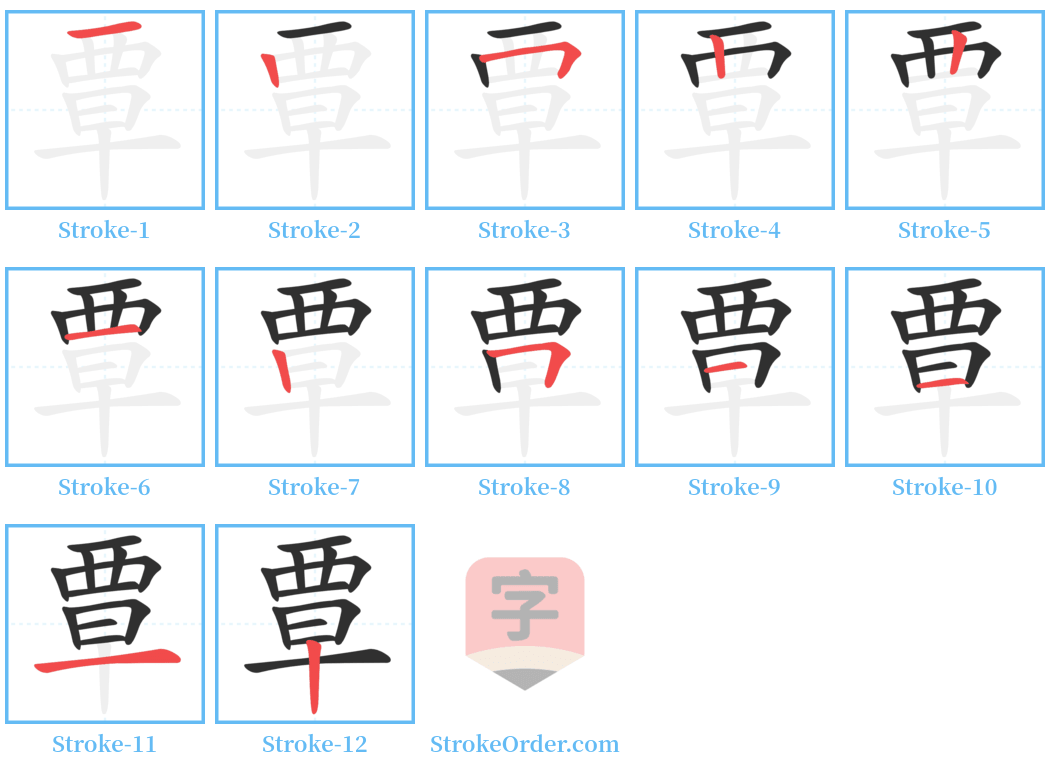 覃 Stroke Order Diagrams