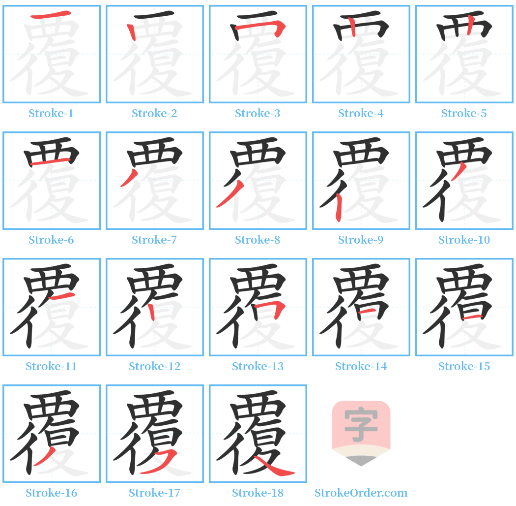 覆 Stroke Order Diagrams