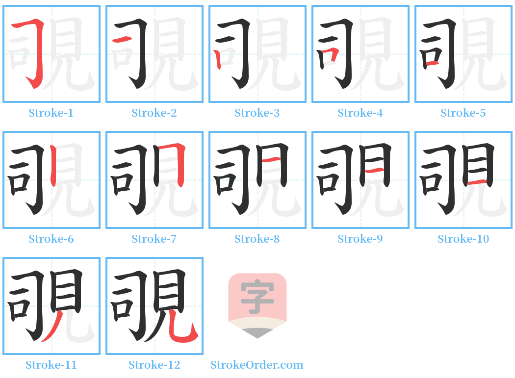 覗 Stroke Order Diagrams