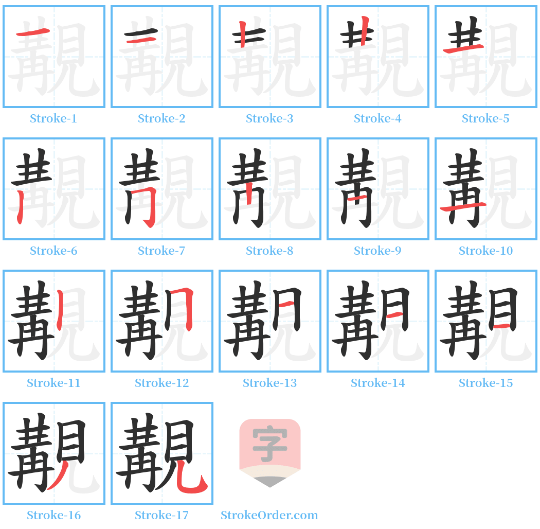 覯 Stroke Order Diagrams