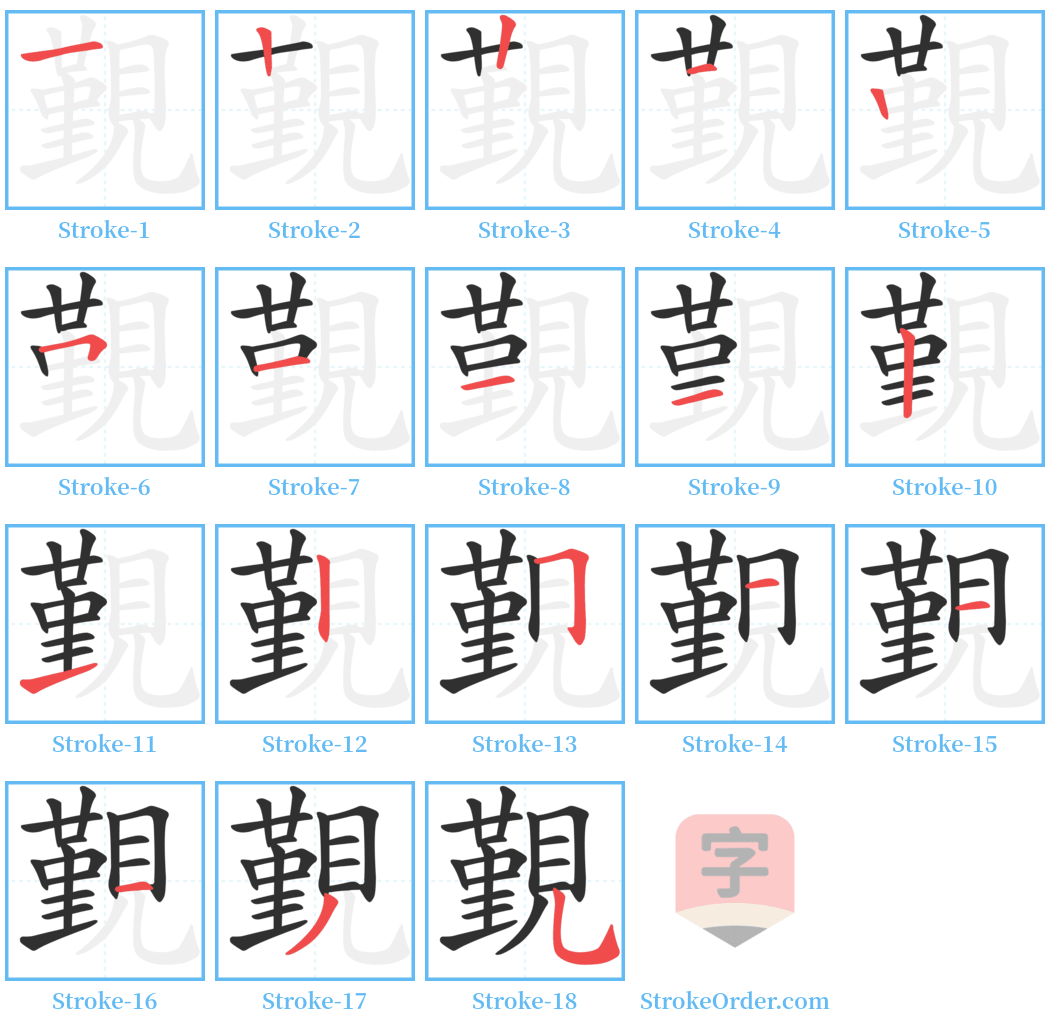 覲 Stroke Order Diagrams