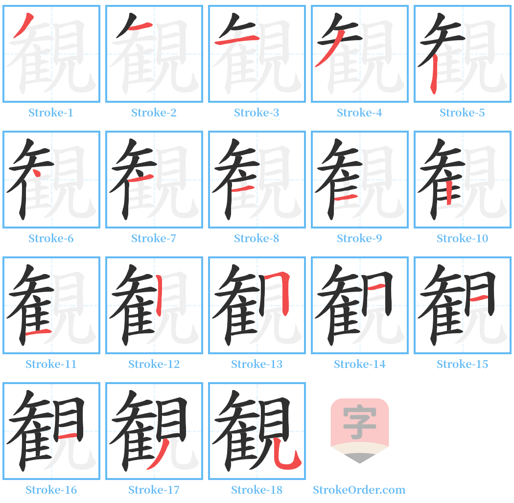 観 Stroke Order Diagrams