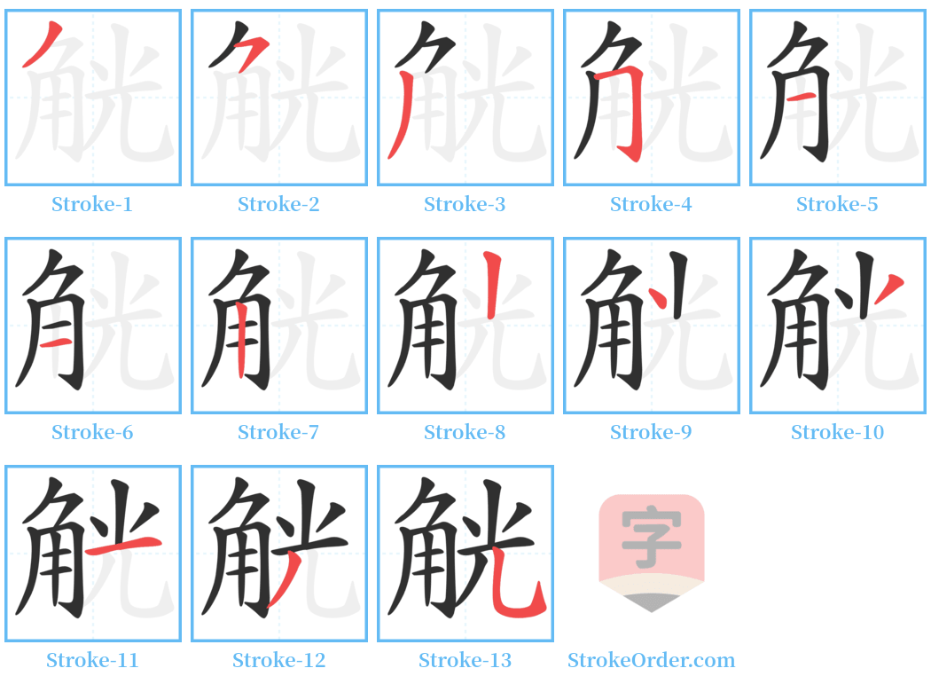 觥 Stroke Order Diagrams