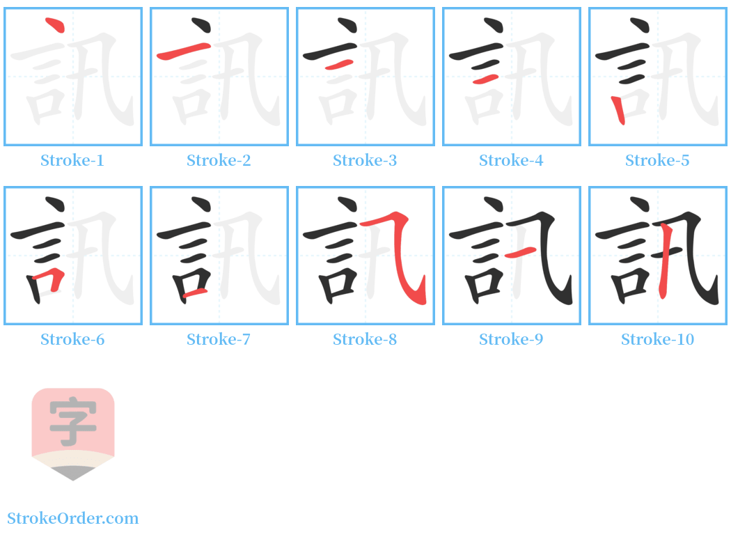 訊 Stroke Order Diagrams