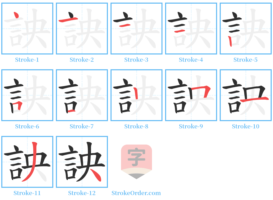 詇 Stroke Order Diagrams