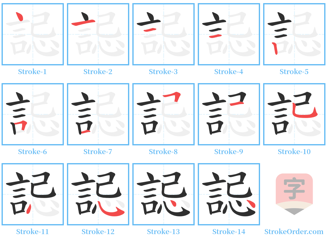 誋 Stroke Order Diagrams