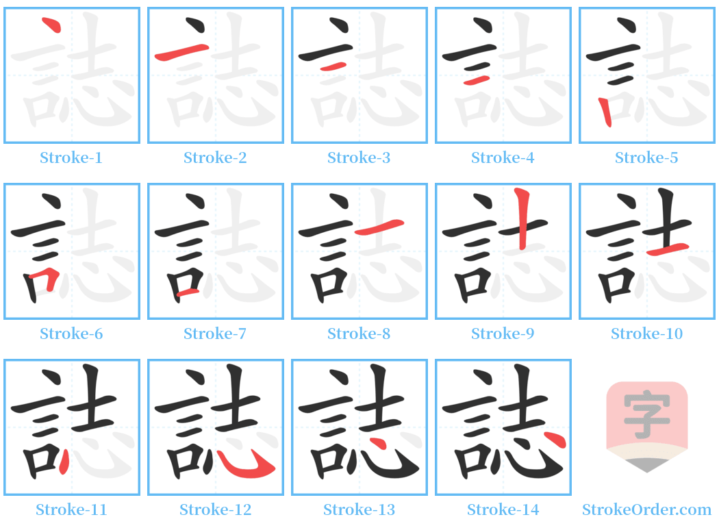 誌 Stroke Order Diagrams