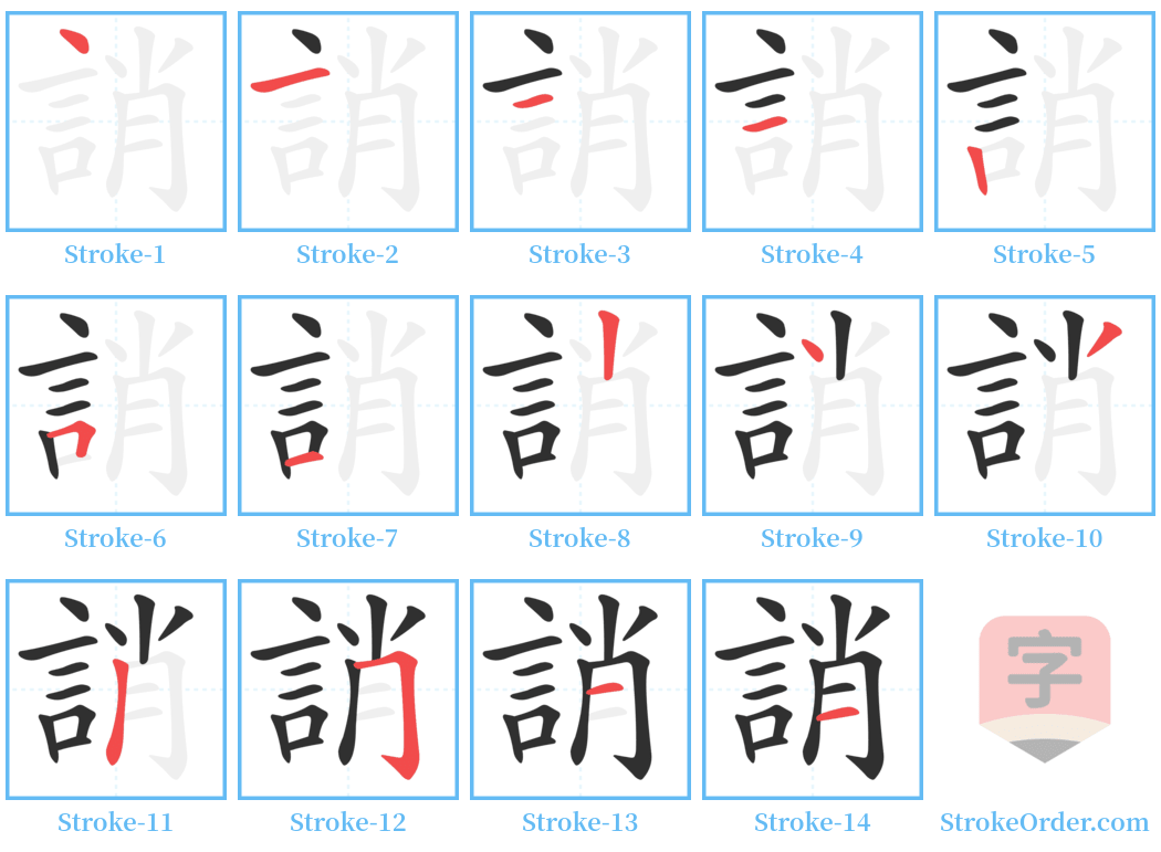 誚 Stroke Order Diagrams