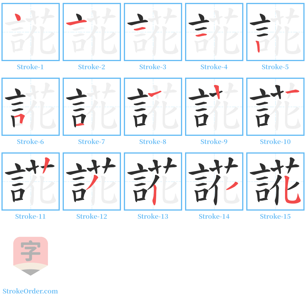 誮 Stroke Order Diagrams