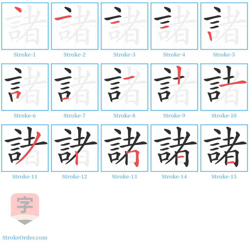 諸 Stroke Order Diagrams