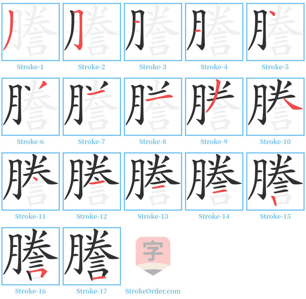 謄 Stroke Order Diagrams